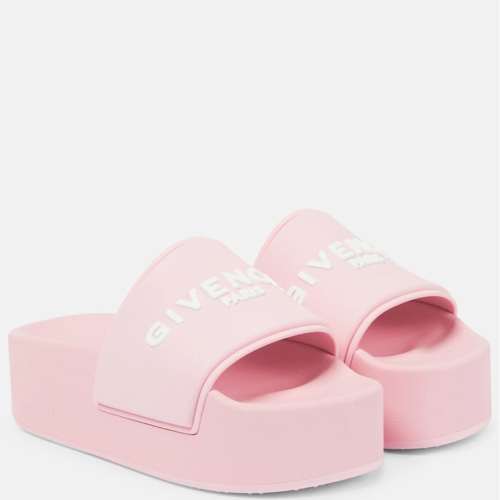 Authentic Givenchy Pink Logo Platform Slides